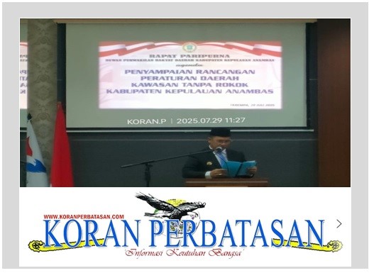 Bupati Anambas Aneng menyampaikan pidato pengantar Ranperda Kawasan Tanpa Rokok di rapat paripurna DPRD