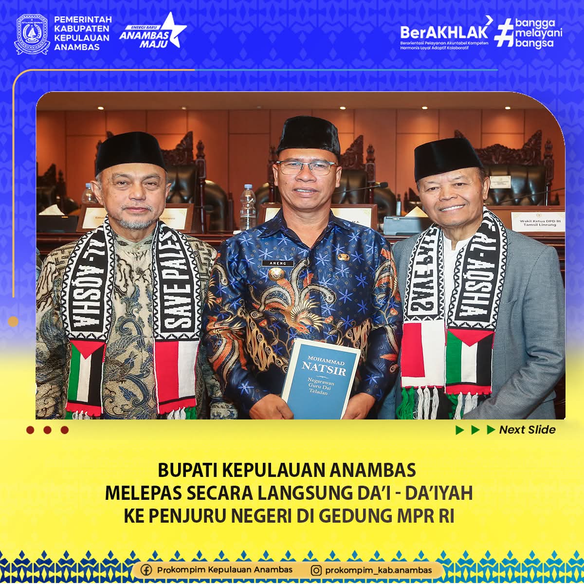 Bupati Kepulauan Anambas Aneng melepas 225 Da’i di Gedung Nusantara V MPR/DPR RI Jakarta.