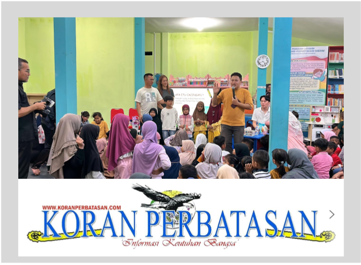 Bupati Aneng dan Ibu Sinta Aneng berinteraksi langsung dengan anak-anak dalam kegiatan Layanan Anak Malam Minggu di Perpustakaan Daerah.