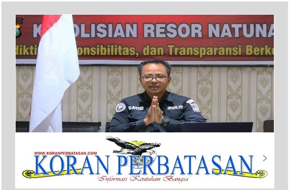 Aipda David Arviad menyampaikan himbauan Polres Natuna tentang penggunaan material tambang berizin.