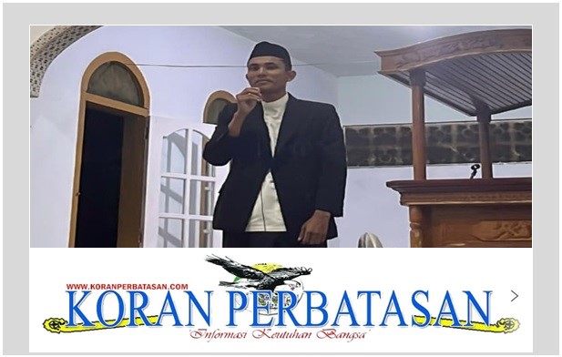 Presiden Mahasiswa STAI Natuna Muhammad Raus menyampaikan harapan dalam Safari Ramadan di Masjid Baitunnur Dusun Sebala.